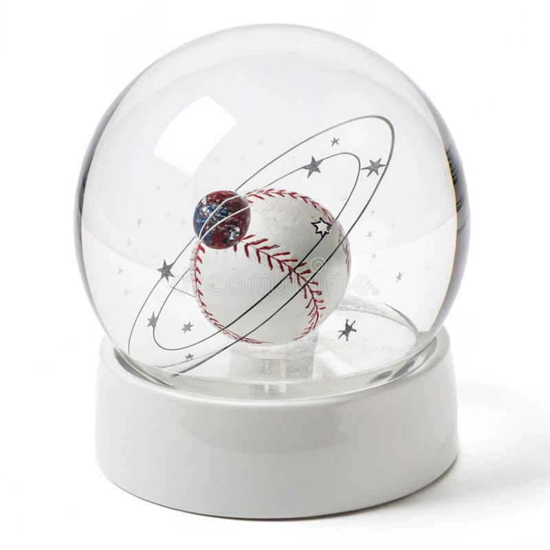 Transparent Sphere Encloses Orbiting Object isolated on white background vector illustration