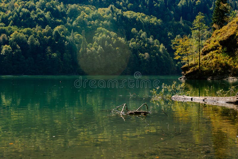 126 Body Water Nature Landscape Mountains Trees Forest Clouds Stock