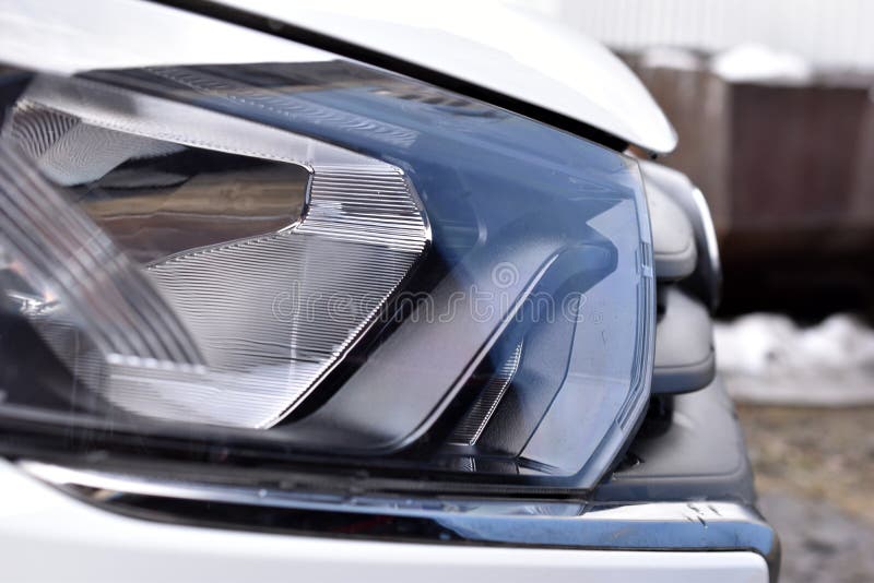 Transparent White Car Headlights on the Side Stock Photo Image of