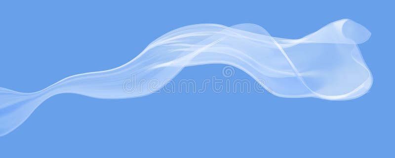 Transparent white fabric flying in the wind isolated on light blue background 3D render vector illustration