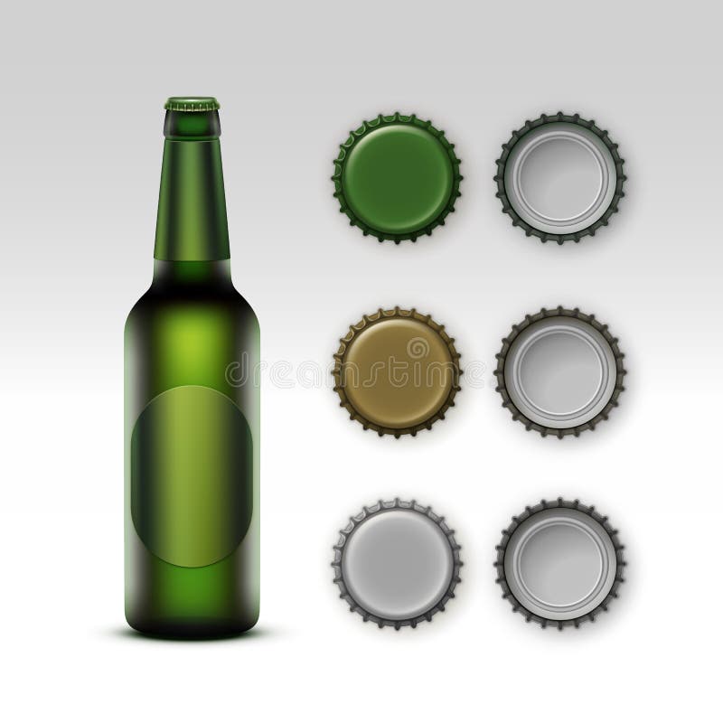 Transparente grüne Glasflasche Bier mit Aufkleber lizenzfreie abbildung