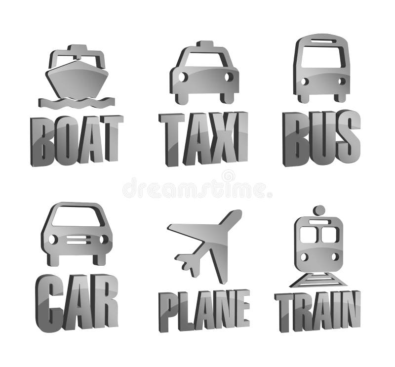 Transport 3d Sign Icons