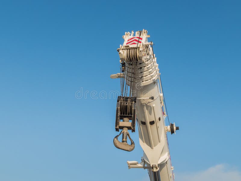 Transport Truck Crane Against Blue Sky Stock Image Image of powerful