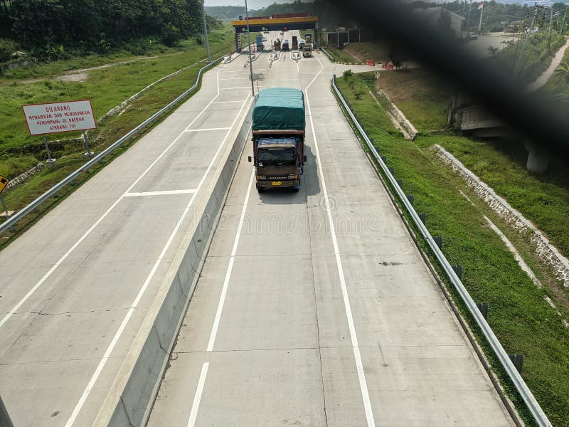 Transportation activities at the Trans Java toll stock photo