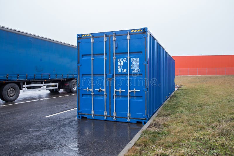 Transportation Container and Truck on Parking Stock Photo Image of cargo, transport 68255582