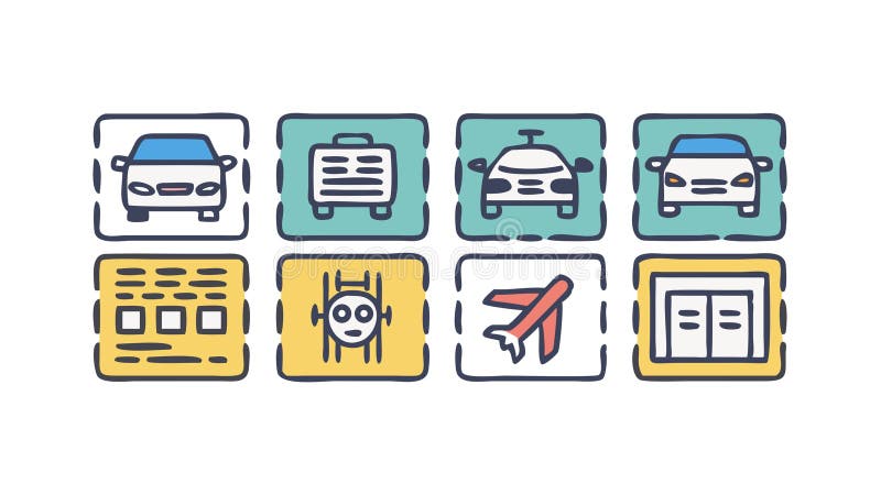 Transportation icons for various modes of travel, vector design Generative AI royalty free illustration