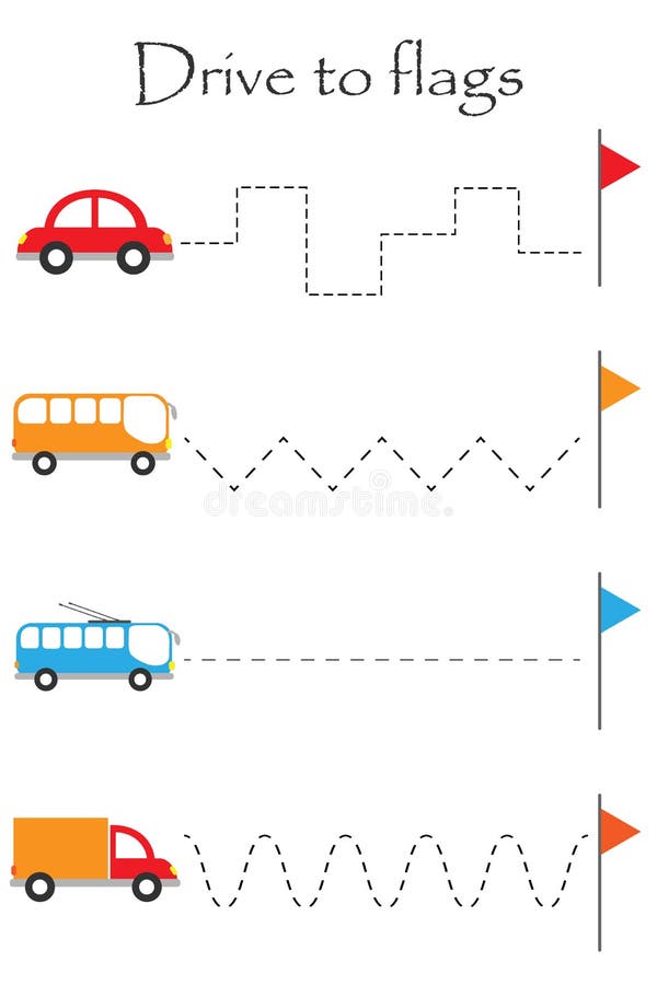 Conduza Os Carros Na Estrada Em Dois Sentidos, Folha Ondulada Da Prática Da  Escrita, Crianças Atividade Pré-escolar, Jogo Educaci Ilustração Stock -  Ilustração de conecte, professor: 132721047