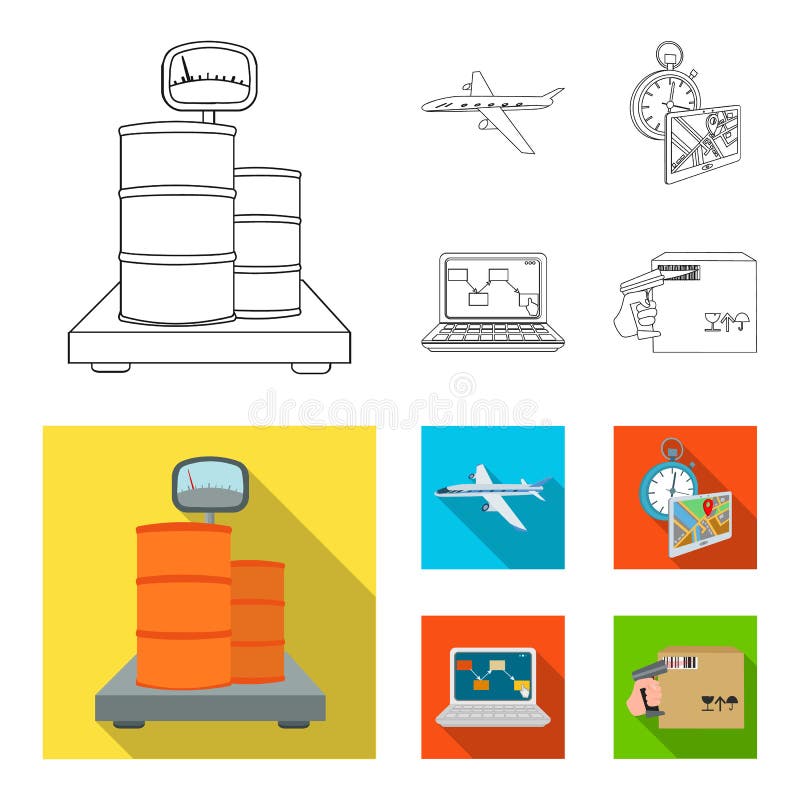 Vetores de Aviões De Transporte Entrega No Tempo Contabilidade De  Computador Controle E Contabilização De Mercadorias Logística E Entrega Set  Coleção Ícones No Plano Esboço Estilo Monocromático Isométrico Vector  Símbolo Conservado Em