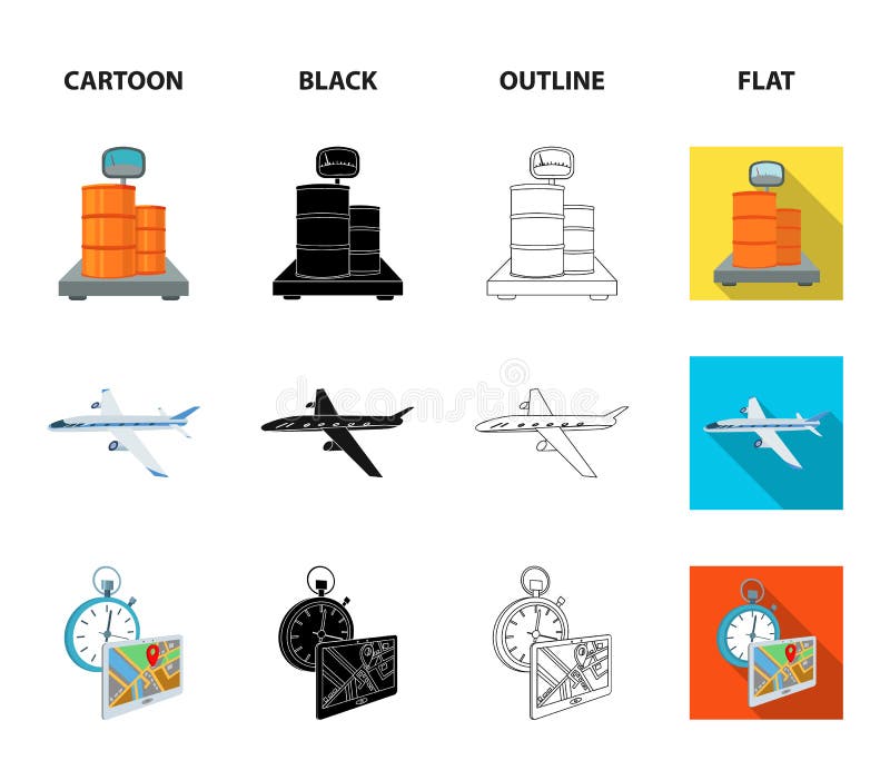 Vetores de Aviões De Transporte Entrega No Tempo Contabilidade De  Computador Controle E Contabilização De Mercadorias Logística E Entrega Set  Coleção Ícones No Plano Esboço Estilo Monocromático Isométrico Vector  Símbolo Conservado Em