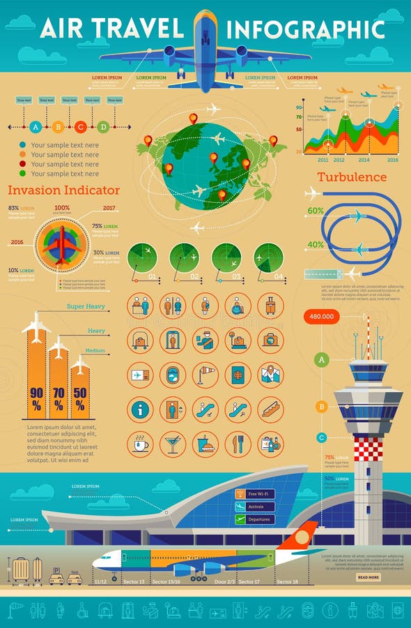 Transporte aéreo infographic stock de ilustración Transporte aéreo infographic stock de ilustración