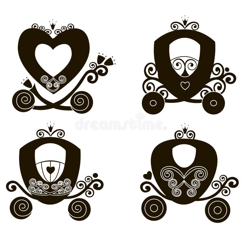 Transporte bonito da princesa do vintage da silhueta real do conto de fadas ilustração do vetor Transporte bonito da princesa do vintage da silhueta real do conto de fadas ilustração do vetor