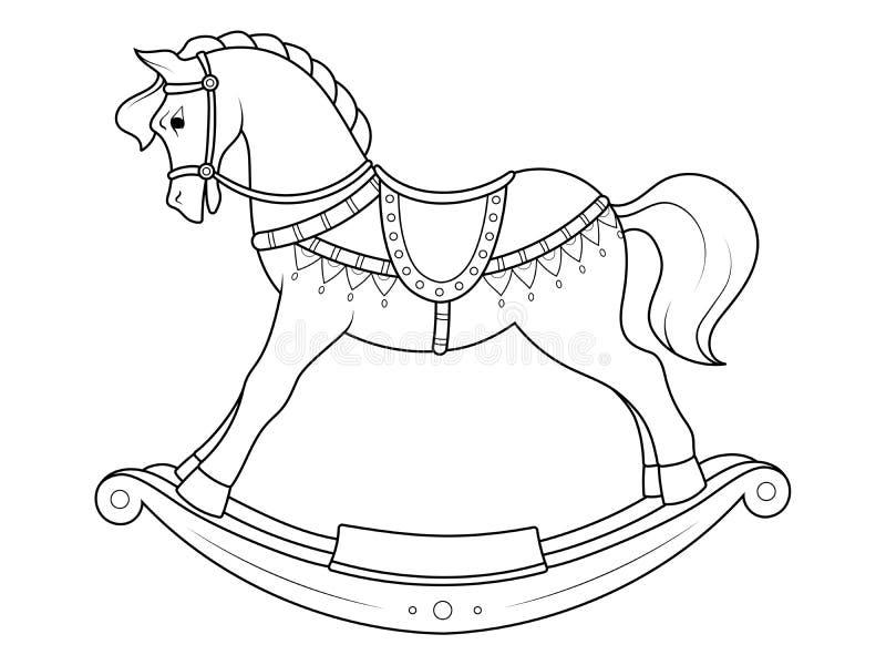 Desenhos Animados Estilo Plano Desenho Madeira Balançando Cavalo Cadeira  Logotipo imagem vetorial de onetime1234© 668355928