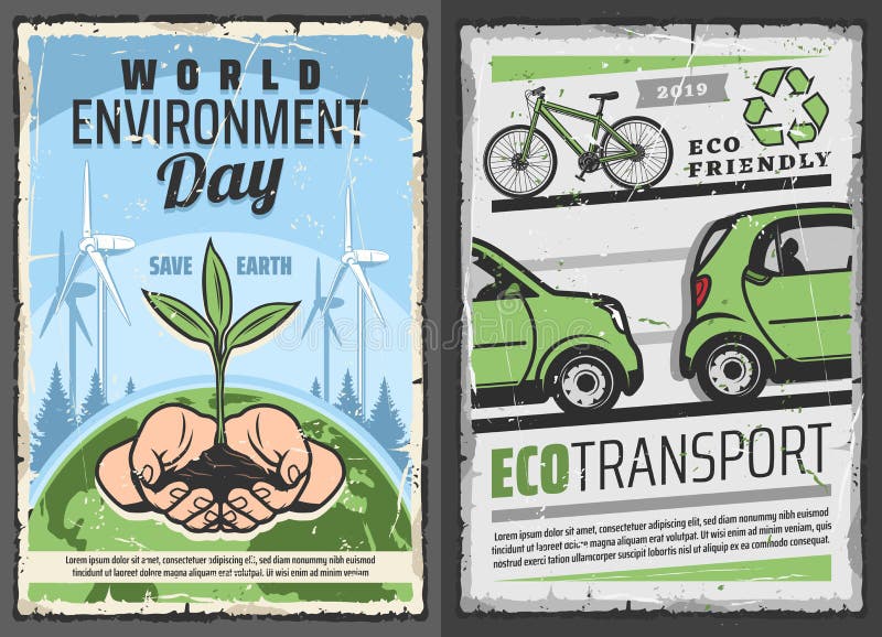 Transporte de Eco y día de la protección del ambiente mundial