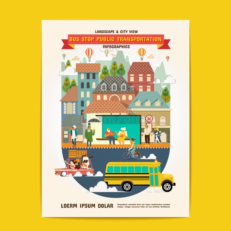 Transporte público de la parada de autobús stock de ilustración Transporte público de la parada de autobús stock de ilustración