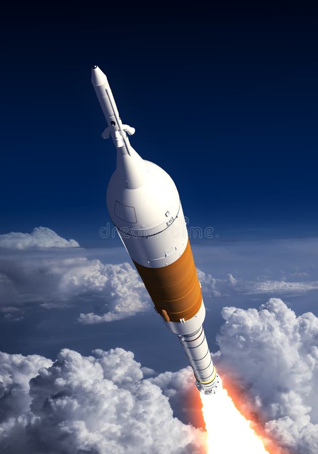 Transporteur Rocket Launch In The Clouds illustration stock Transporteur Rocket Launch In The Clouds illustration stock
