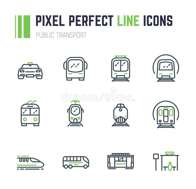 Transportu publicznego 12 ikony set ilustracji Transportu publicznego 12 ikony set ilustracji