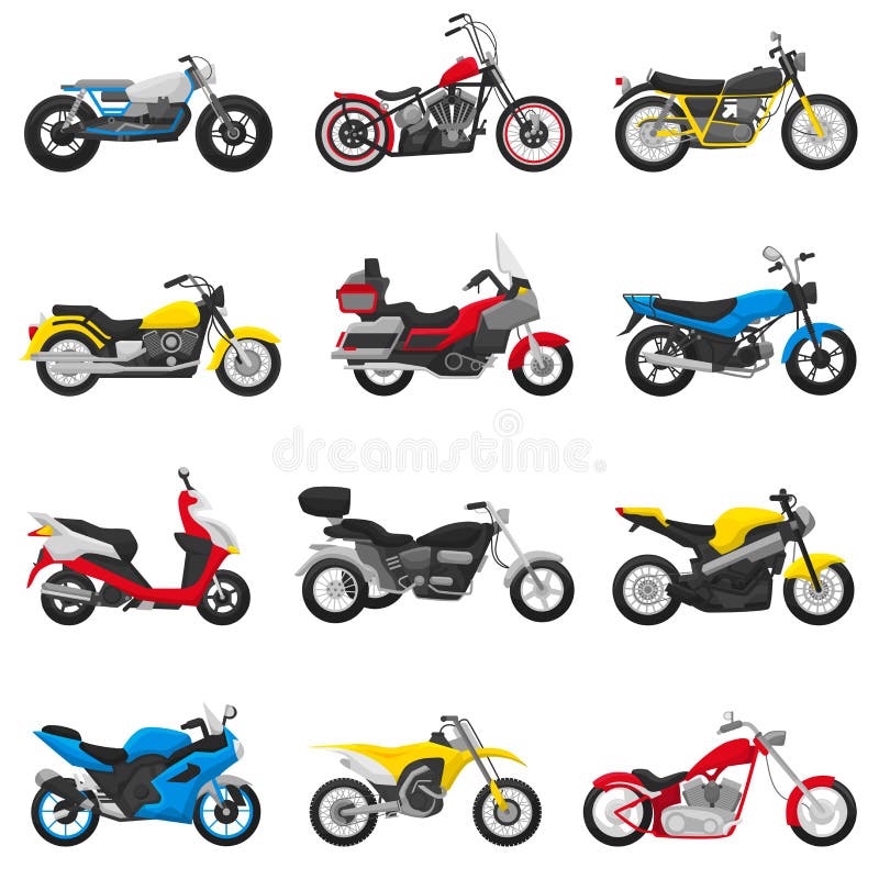 Transportzerhackerillustrations-Motorradfahrensatz des Motorradvektormotorrads und des Motorrades Fahrdes Rollermotors stock abbildung Transportzerhackerillustrations-Motorradfahrensatz des Motorradvektormotorrads und des Motorrades Fahrdes Rollermotors stock abbildung