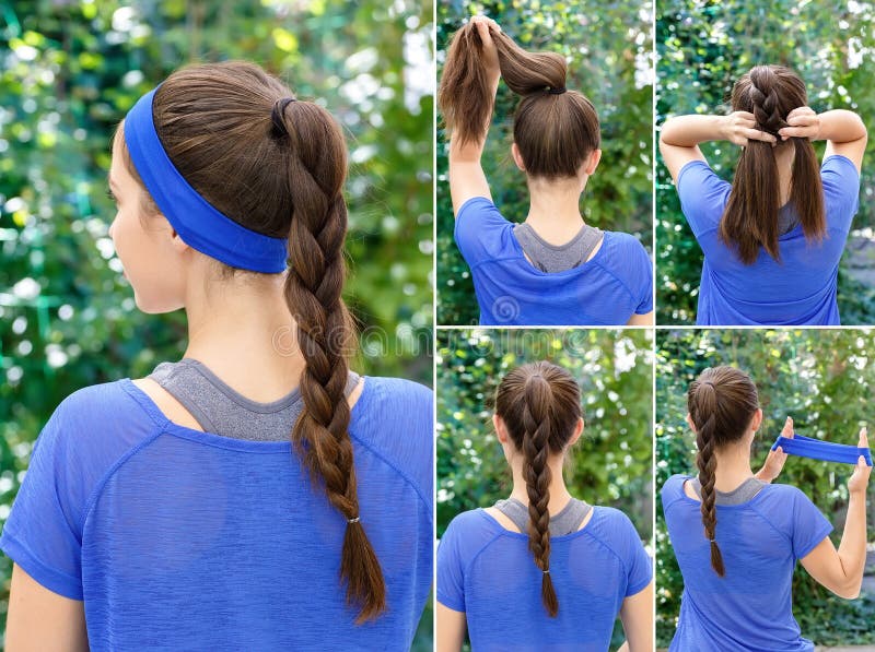 Trança do penteado para esportes fotografia de stock Trança do penteado para esportes fotografia de stock