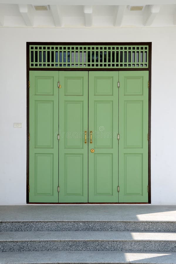 Green wooden door classic style. Green wooden door classic style