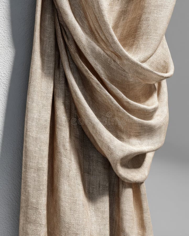 Trappola in tessuto beige con sottili trama e pieghe. Immagine generativa AI