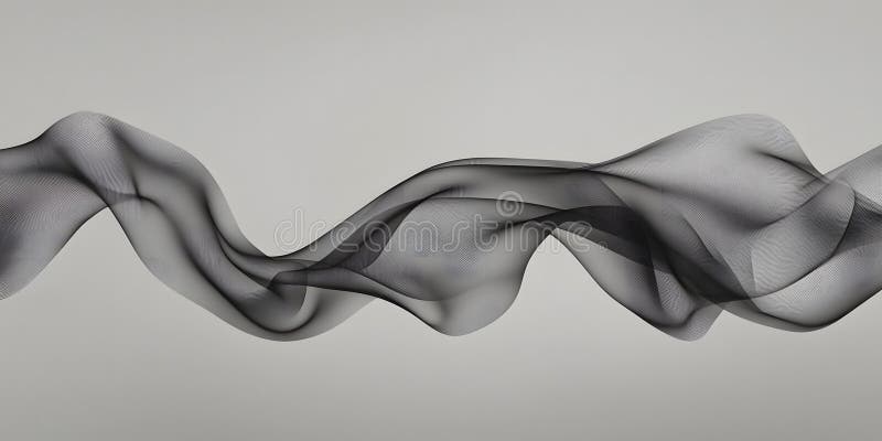 Trarre un'onda di tessuto nero che scorre su uno sfondo semplice in un'immagine di stile composizione orizzontale illustrazione vettoriale