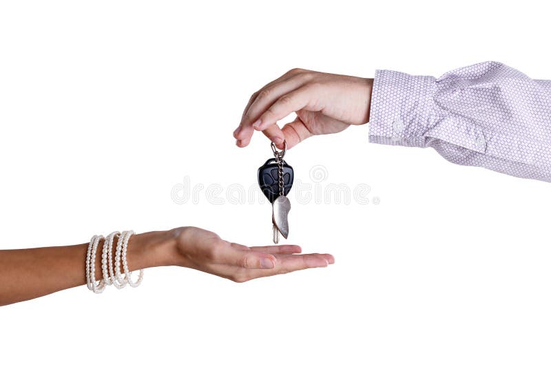 Transfer from the car ignition keys isolated on white background. Transfer from the car ignition keys isolated on white background