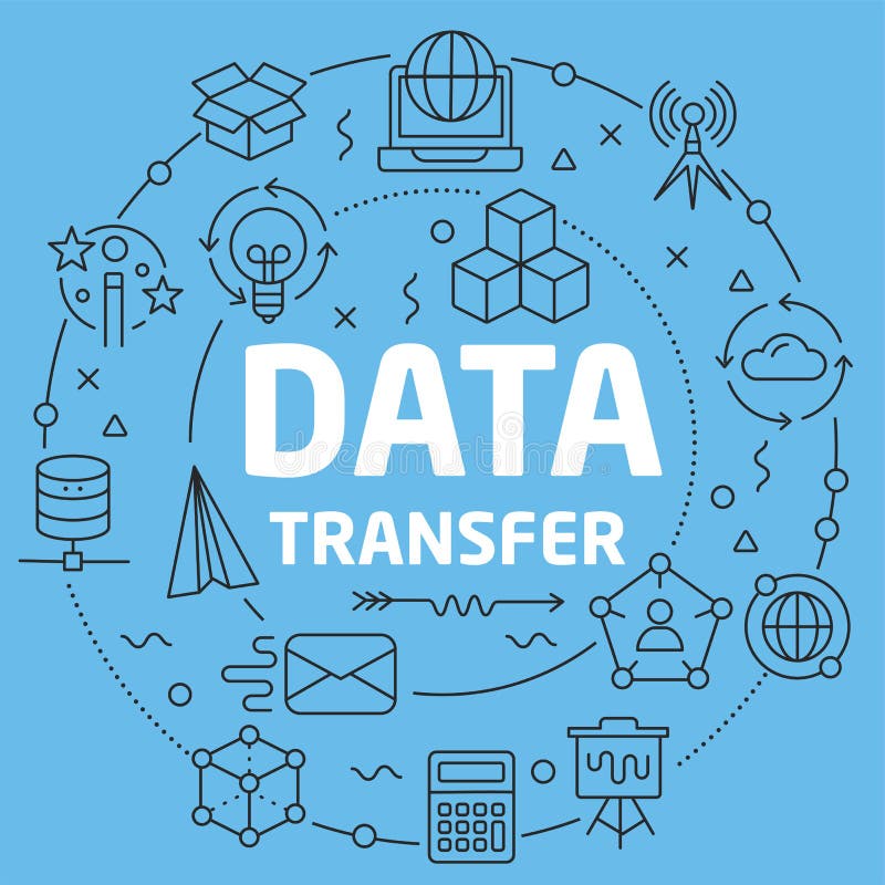 Trasferimento di dati piano dell'illustrazione del cerchio di Blue Line illustrazione vettoriale Trasferimento di dati piano dell'illustrazione del cerchio di Blue Line illustrazione vettoriale