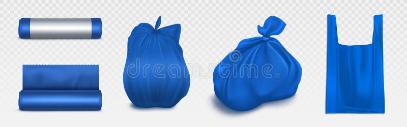 Download Trash Bag Mockup, Plastic Roll, Sack With Garbage. Stock ...