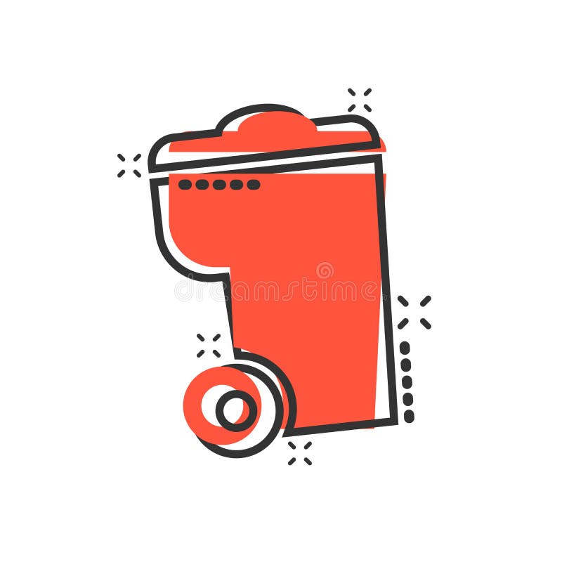 Trash bin garbage icon in comic style. Trash bucket vector cartoon illustration pictogram. Garbage basket business concept splash stock illustration