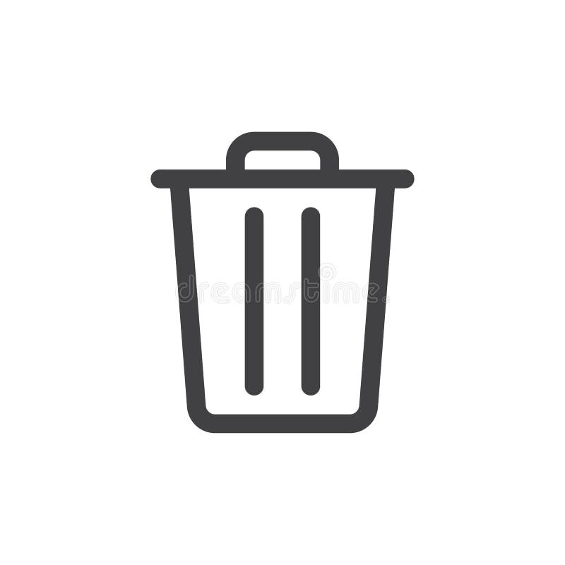 Trash Bin Line Icon, Outline Vector Sign, Linear Style Pictogram ...