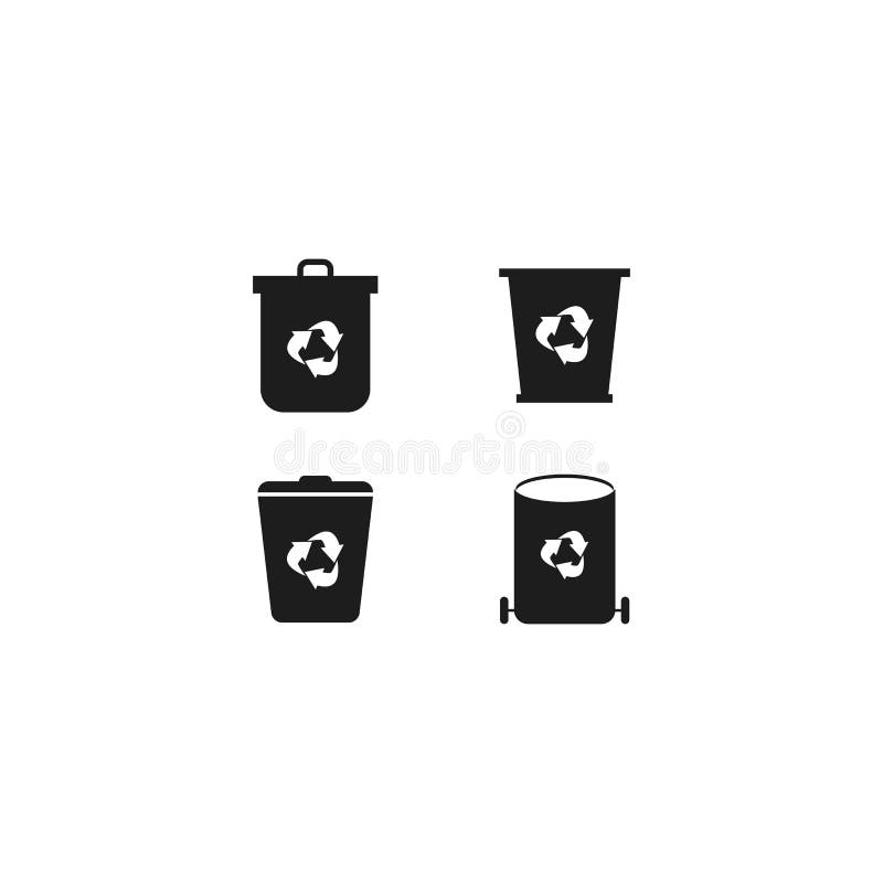 Trash Bin Logo Icon Vector Template Stock Illustration Illustration