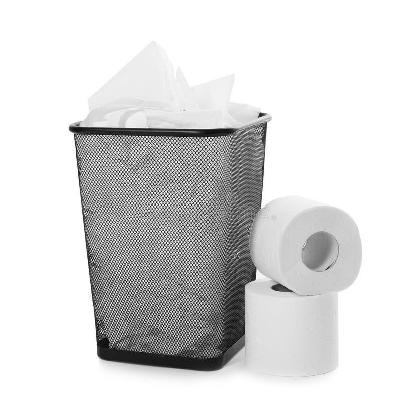 Trash Bin with Used Toilet Paper Stock Photo Image of hygienic