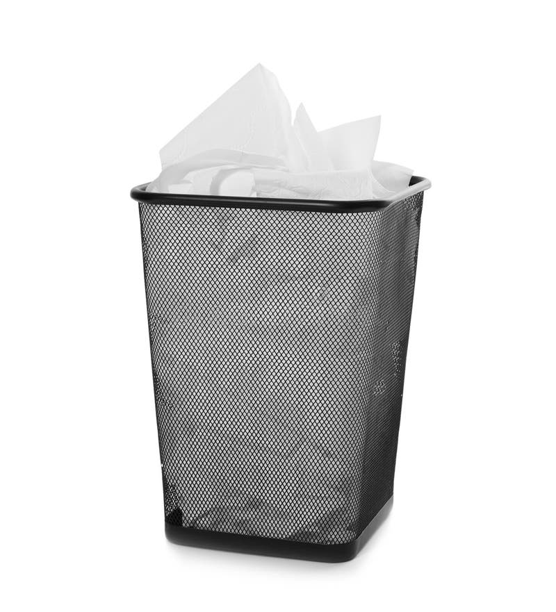 Trash Bin with Used Toilet Paper Stock Photo Image of isolated
