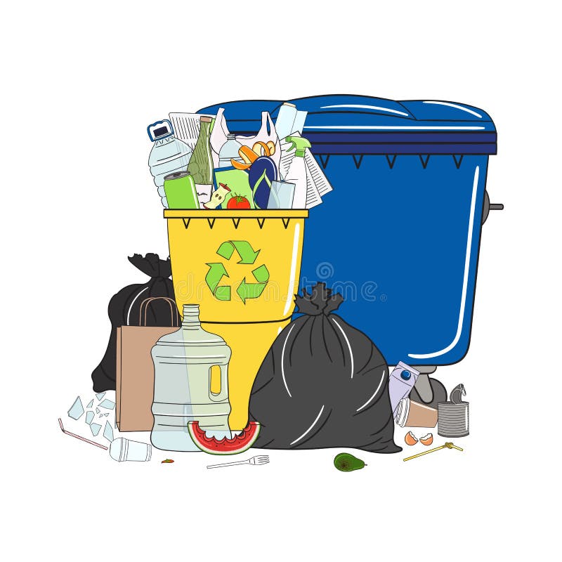 A Garbage Can Full Of Trash High-Res Vector Graphic - Getty Images