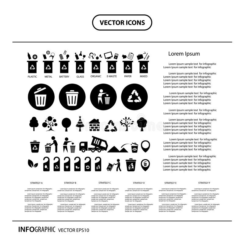 Trash Categories Recycle Bin Info Graphic Icon Stock Vector