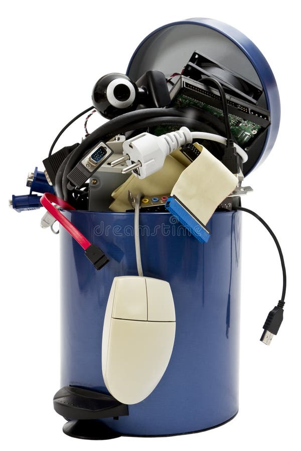Trashcan com desperdício eletrônico fotografia de stock Trashcan com desperdício eletrônico fotografia de stock