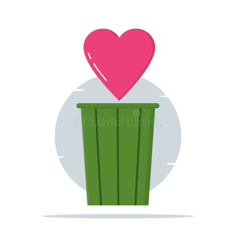 Trashcan, love and heart illustration - vector royalty free illustration Trashcan, love and heart illustration - vector royalty free illustration
