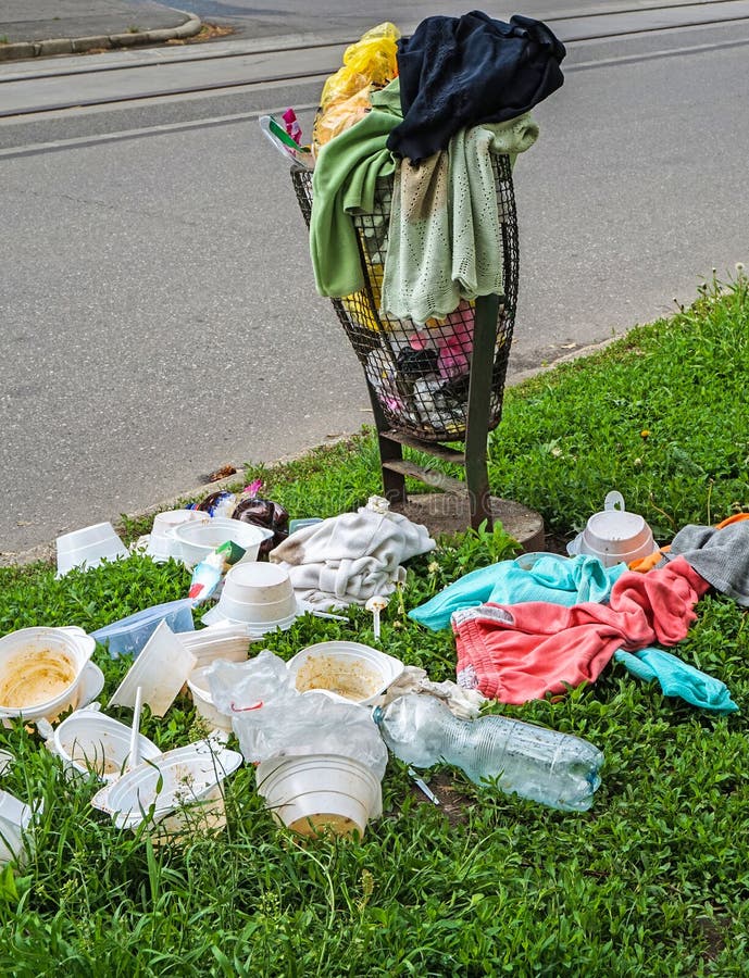 Trashcan on the street stock image
