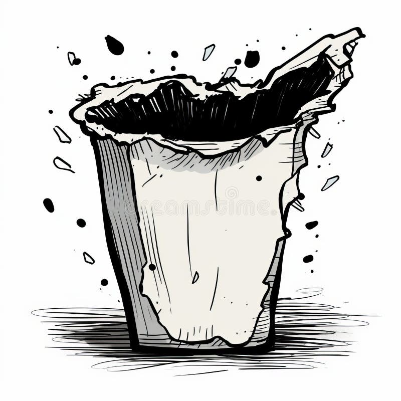 Trashy Noir a Broken Cup in Explosive Pigmentation Stock Illustration