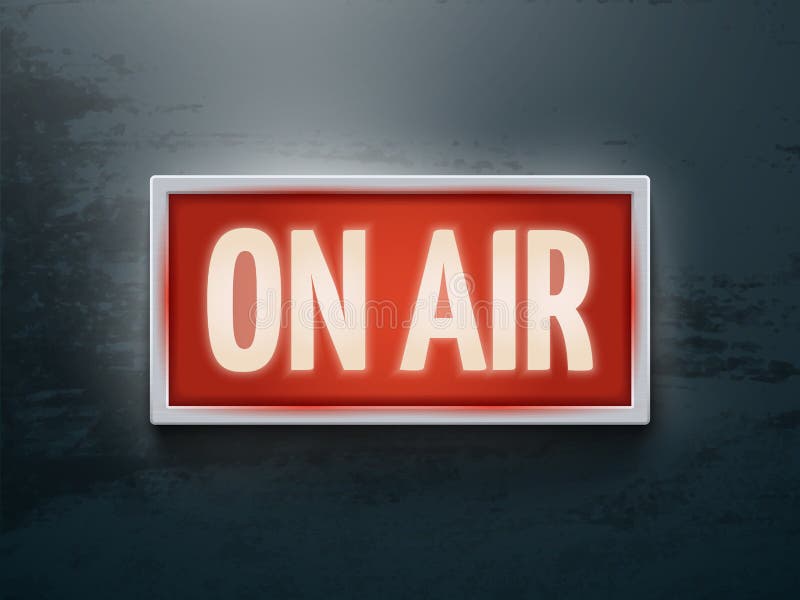 Trasmetta per radio lo studio sul segno di vettore della luce dell'aria sulla parete illustrazione di stock Trasmetta per radio lo studio sul segno di vettore della luce dell'aria sulla parete illustrazione di stock