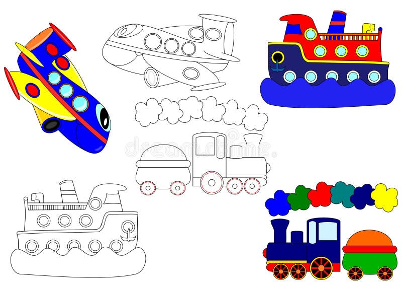 Trasporto - libri di coloritura illustrazione vettoriale Trasporto - libri di coloritura illustrazione vettoriale