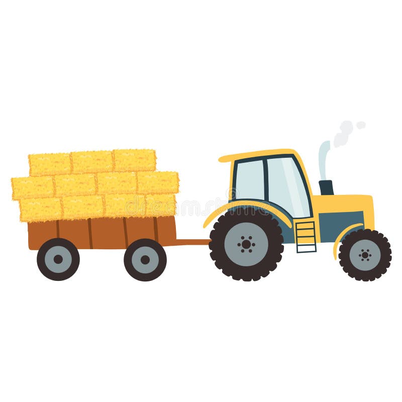 Trator em estilo plano de desenho animado ilustração vetorial de uma  maquinaria agrícola pesada para arar cultivando o solo e plantando campos