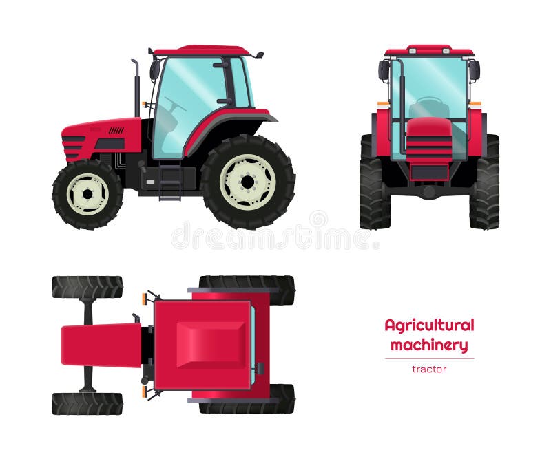 Desenho de trator agrícola de vista traseira como ilustração preta