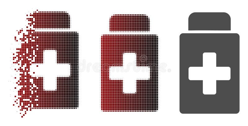 Trattamento di semitono dissolto Vial Icon del pixel illustrazione di stock