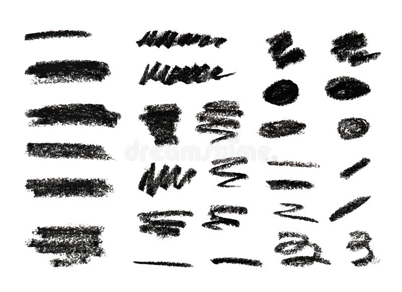 Tratti texture disegnati a mano con matita nera di dimensioni diverse. royalty illustrazione gratis