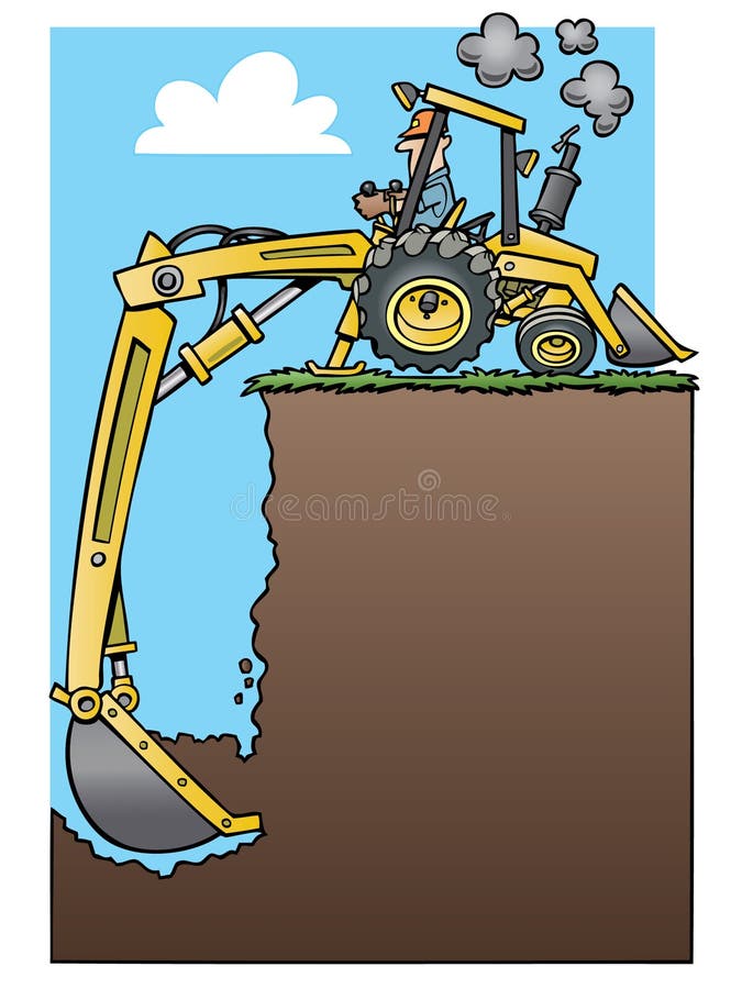 Trattore dell'escavatore a cucchiaia rovescia che scava un foro profondo