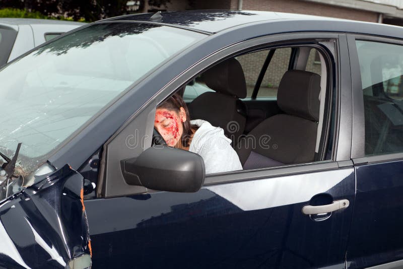 Bleeding Victim In Car Crash Stock Photo - Image Of Woman Injury 20621622