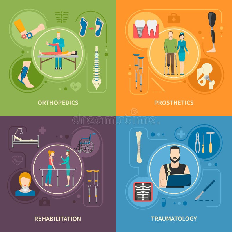Traumatologyortopedi 2x2 sänker bilder stock illustrationer