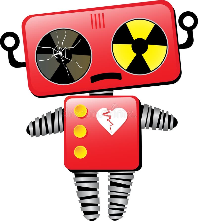 Trauriger Roboter mit unterbrochenem Innerem lizenzfreie abbildung