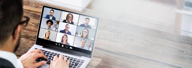 Travaux de la vidéoconférence à la maison photographie stock libre de droits